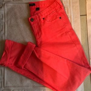 Bright peach J.Crew matchstick jeans